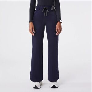 Figs High Waisted Marseille Wide Leg Scrub Pants in Navy